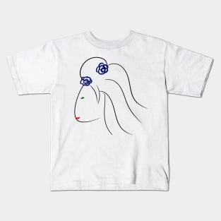 Minimal woman with flowers Kids T-Shirt